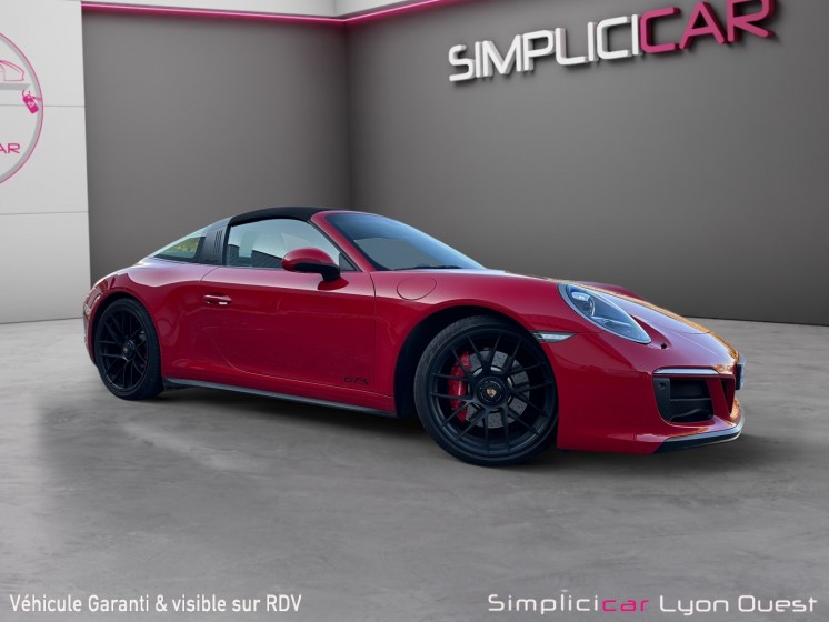 Porsche  911 type 991 phase 2 3.0 450 targa 4gts rouge carmin - pdls - pasm occasion simplicicar lyon ouest simplicicar...